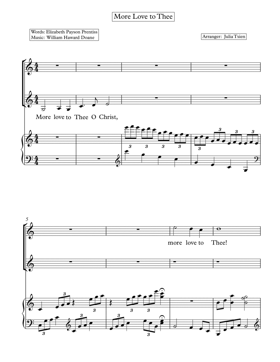 More Love to Thee, vocal duet for tenor and soprano (arr. julia tsien)