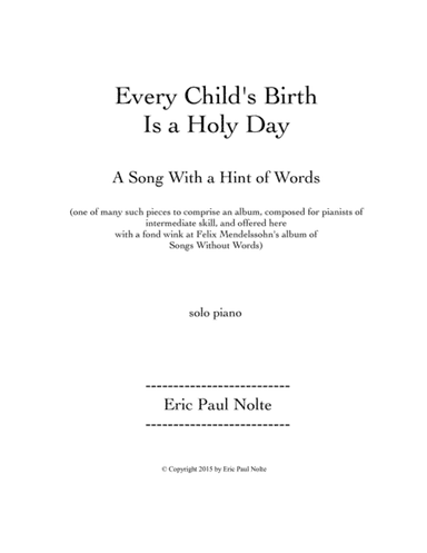 Every Child's Birth Is a Holy Day
