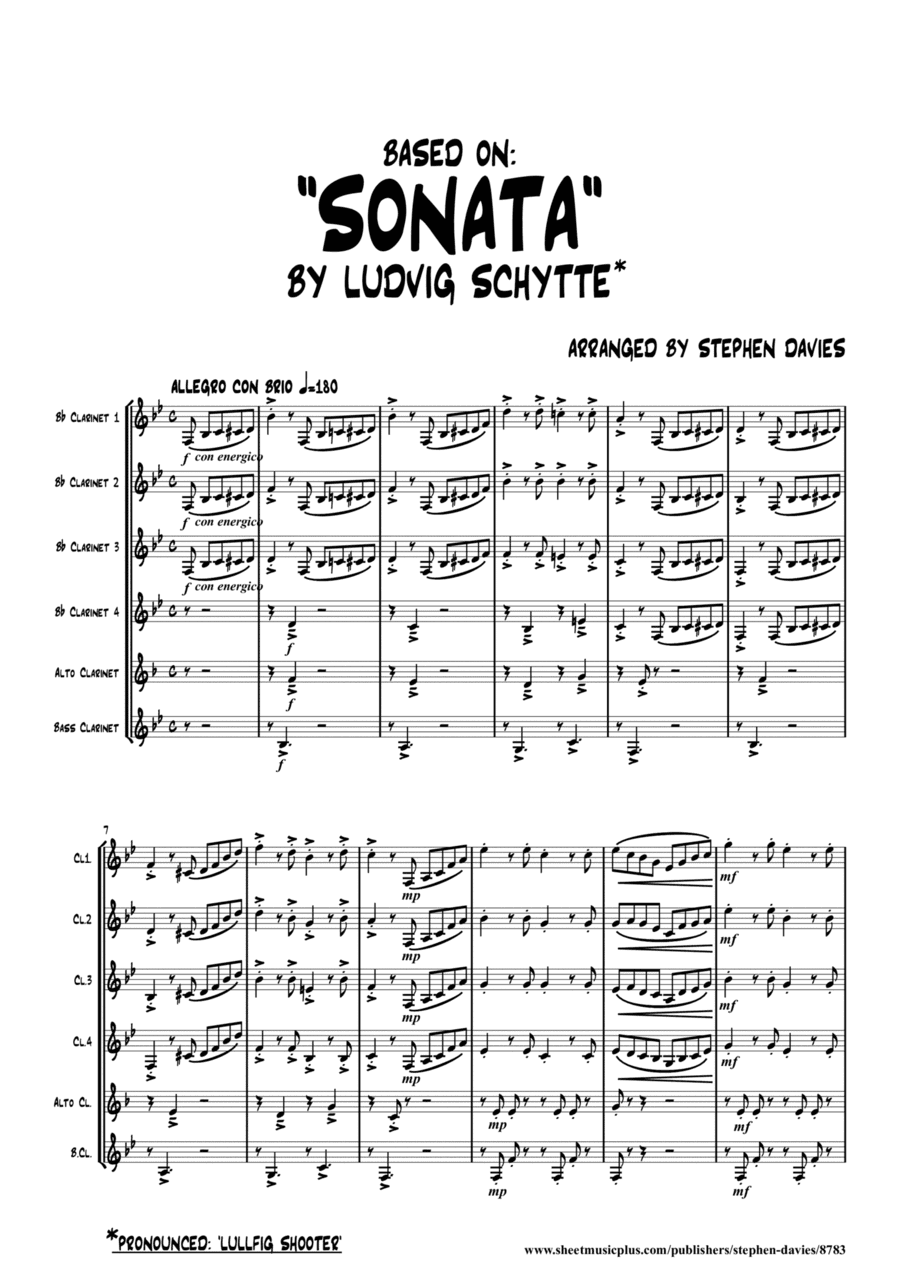 'Sonata' based on music by Ludvig Schytte for Clarinet Sextet. (arr. Stephen Davies)