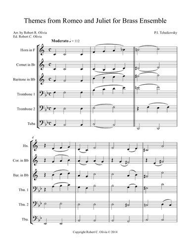 Themes from Romeo & Juliet for Brass Ensemble (arr. Robert C. Olivia)