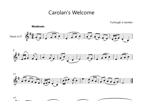 Carolan's Welcome - Horn Lead Sheet (arr. Victor Araújo)