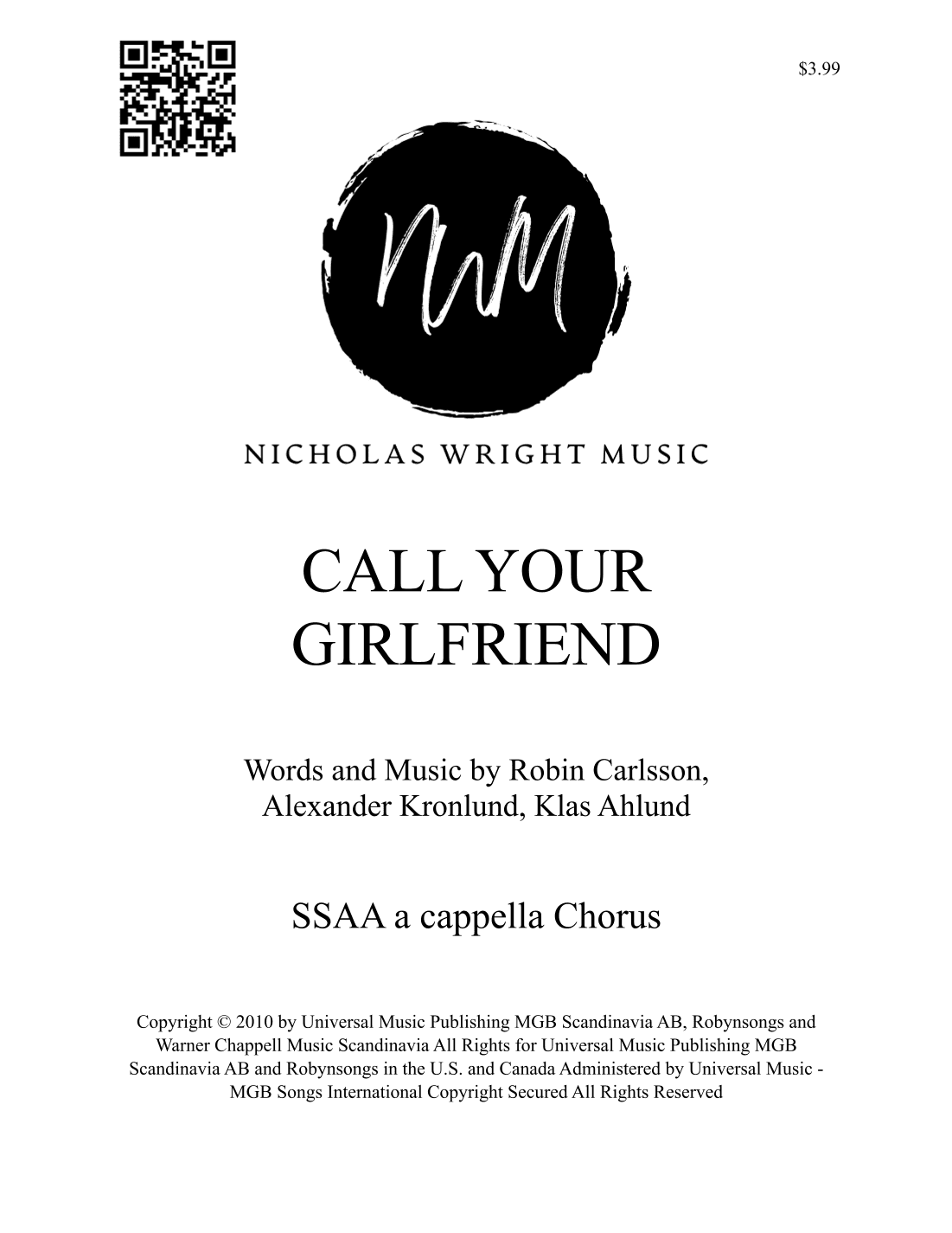 Call Your Girlfriend (arr. Nicholas Wright)
