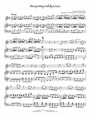 Bach -  Sheep May Safely Graze, arranged for Violin and Piano (arr. Len Rhodes)