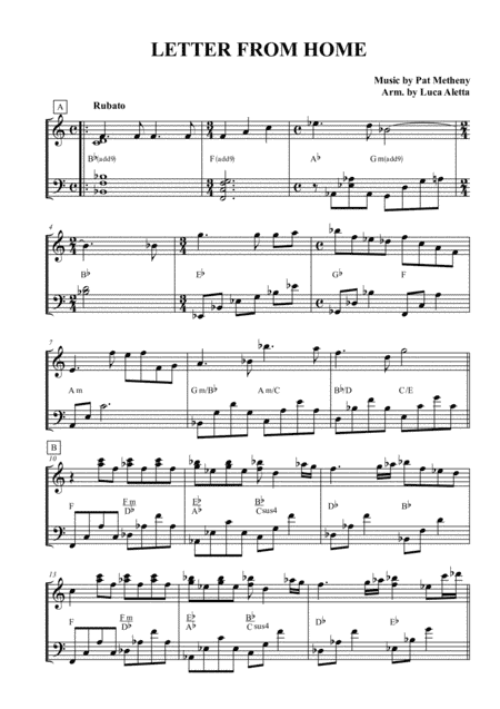 Letter From Home (arr. Luca Aletta)