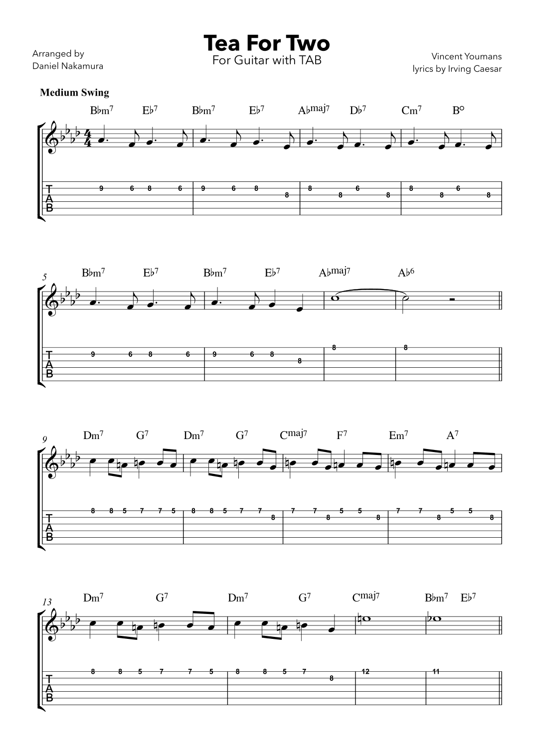Tea For Two (For Guitar and TAB) (arr. Daniel Nakamura)