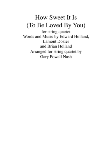 How Sweet It Is (To Be Loved By You) (arr. Gary Powell Nash)