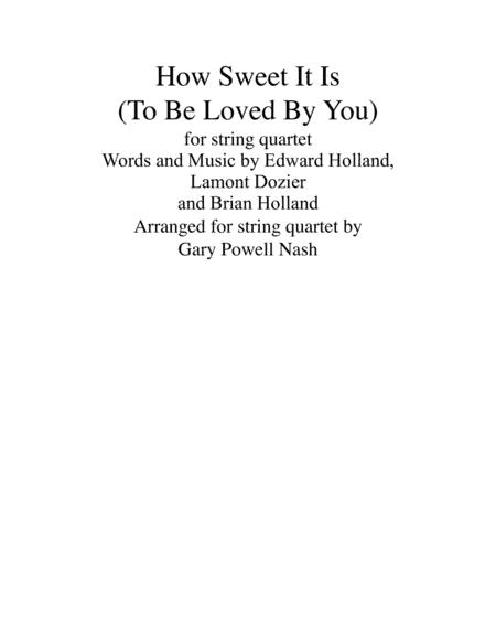 How Sweet It Is (To Be Loved By You) (arr. Gary Powell Nash)