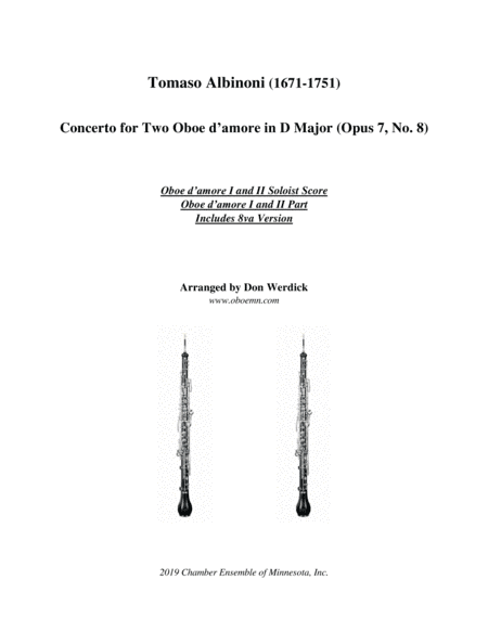 Concerto for Two Oboe d’amore in D Major, Op. 7 No. 8 (arr. Don Werdick (1946 - ))