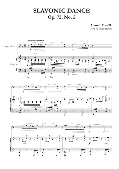 Slavonic Dance Op. 72 No. 2 for Euphonium and Piano (arr. Diego Marani)