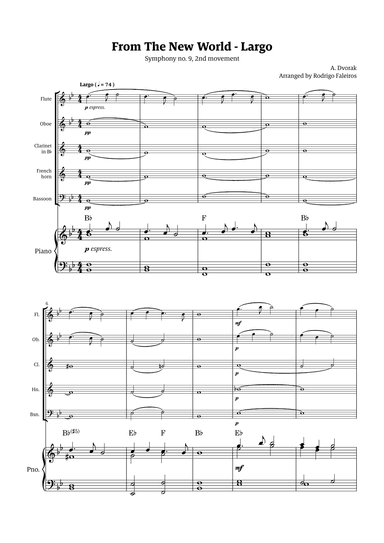 Largo (2nd movement of the Symphony no. 9 'From The New World') (arr. Rodrigo Faleiros)