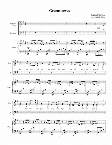 Greensleeves (SAB) (arr. SzeLok Wong)