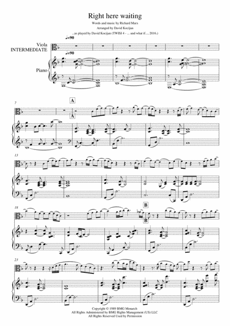 Right Here Waiting (arr. David Kocijan)