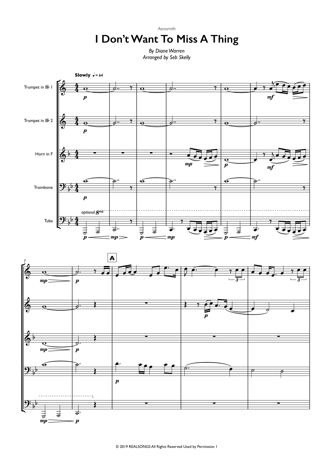 I Don't Want To Miss A Thing (arr. Seb Skelly)