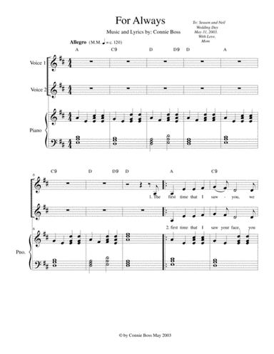 For Always - Wedding - vocal duet and piano