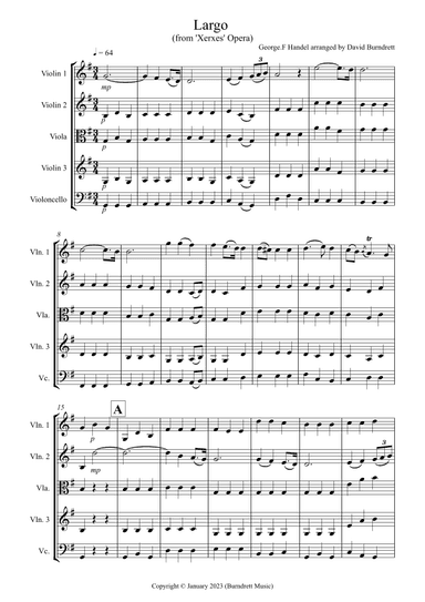 Largo (Handel) for String Quartet (arr. David Burndrett)