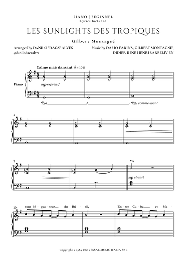 Les Sunlights Des Tropiques (arr. Danilo "Daca" Alves)