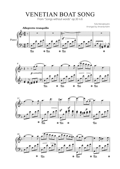 Venetian Boat song  op.30 n.6 (Dm) (arr. Amanda Kohn)