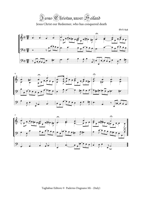 3 CORALS: BWV 599 - 626 and 636 - For organ 3 staff (arr. Marcello Meneguzzo)