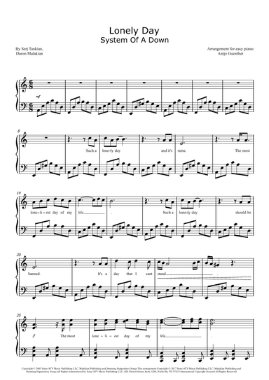 Lonely Day (arr. Antje Günther)