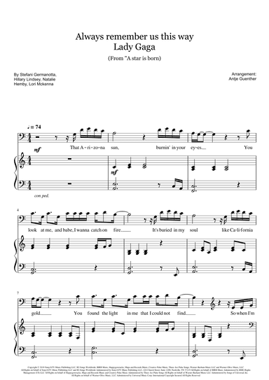 Always Remember Us This Way (arr. Antje Günther)