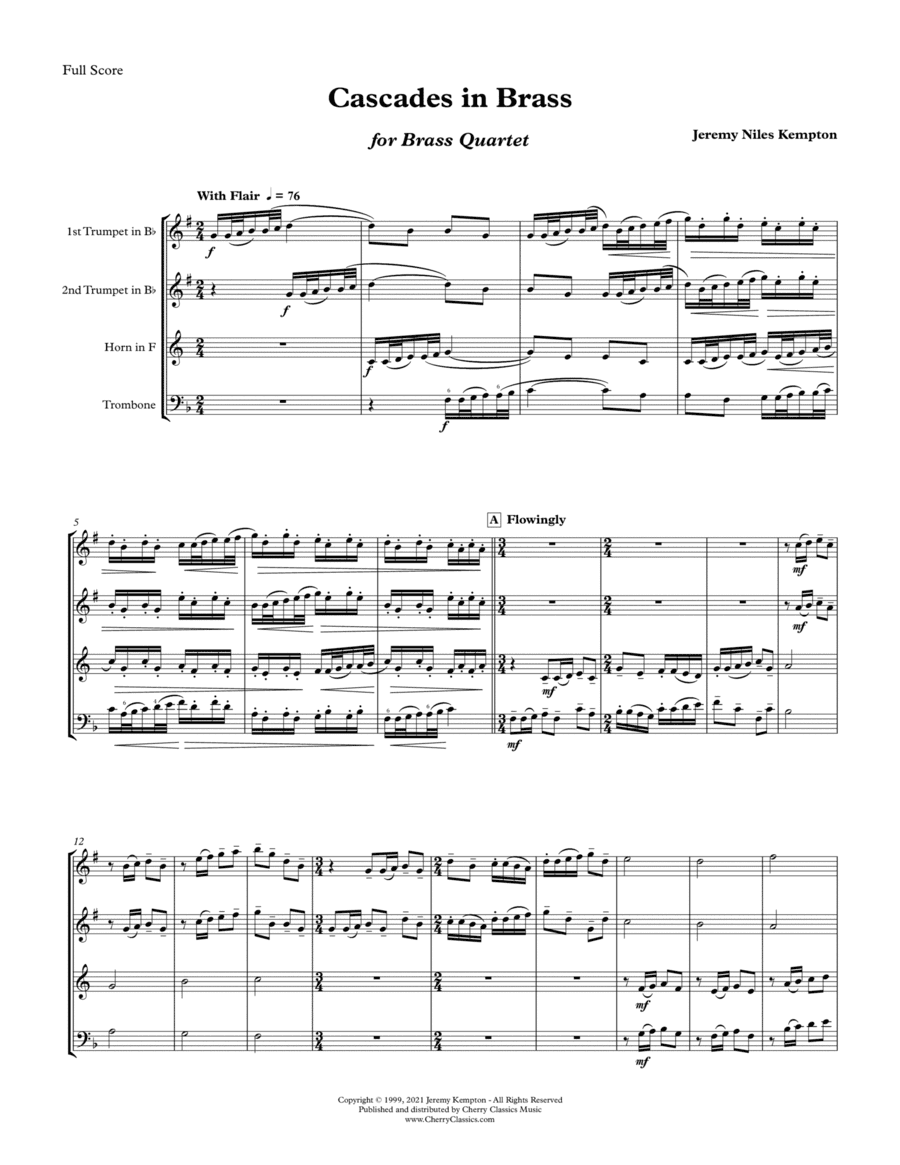 Cascades in Brass for Brass Quartet