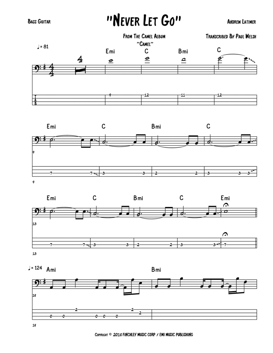 Never Let Go (arr. Accubass)