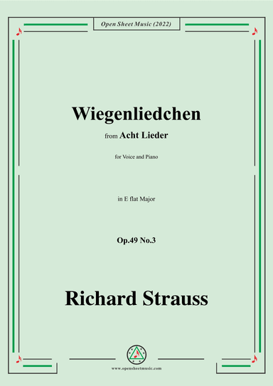 Richard Strauss-Wiegenliedchen,in E flat Major (arr. OSM Press)