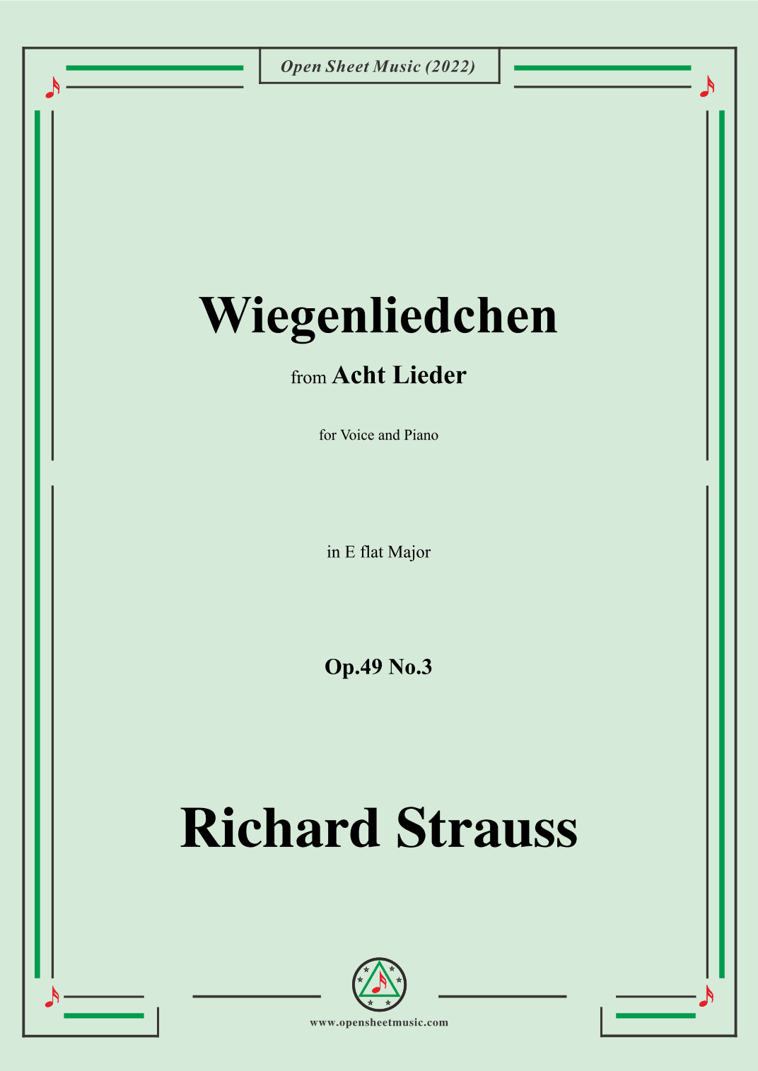 Richard Strauss-Wiegenliedchen,in E flat Major (arr. OSM Press)