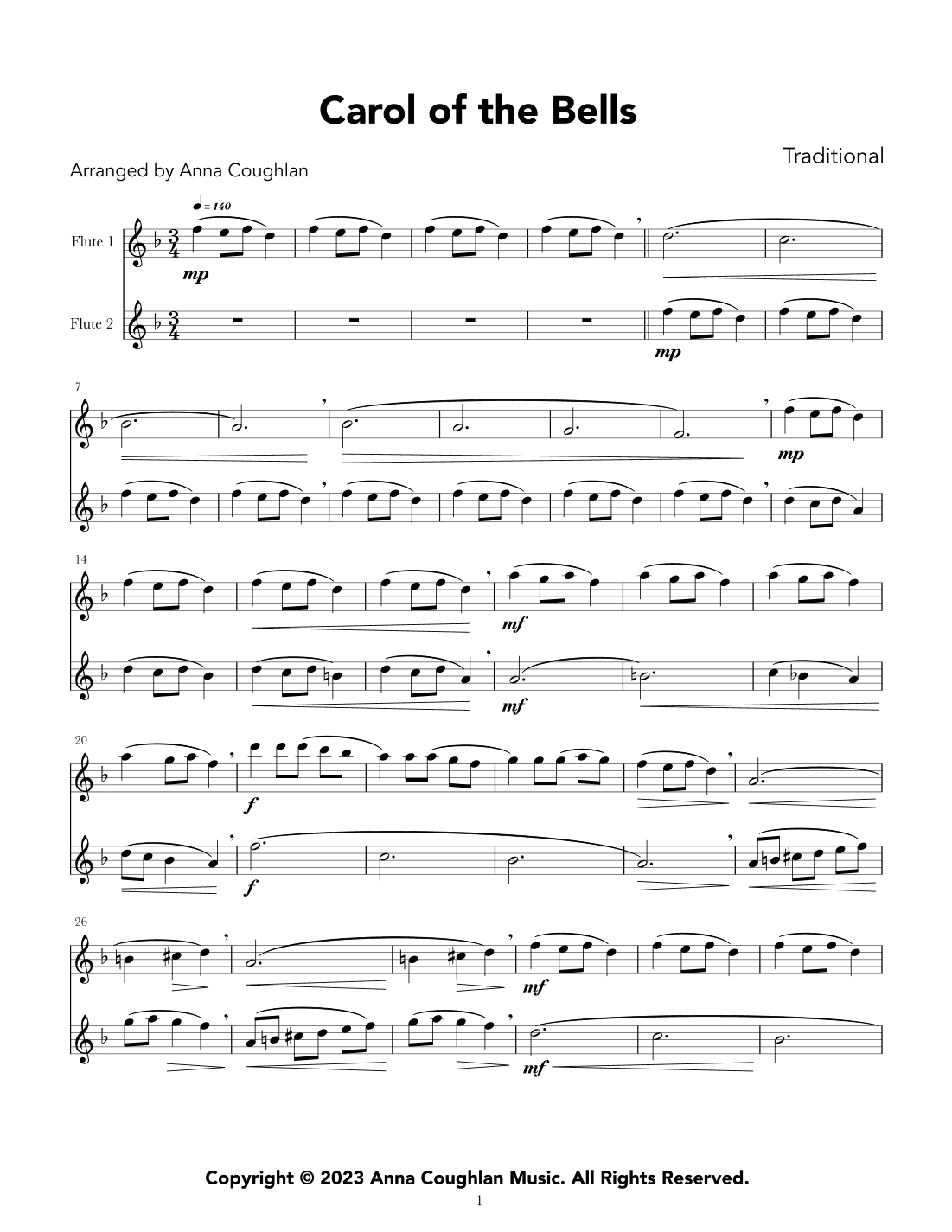 Carol of the Bells (arr. Anna Coughlan)