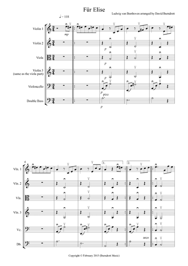 Für Elise for String Orchestra (arr. David Burndrett)
