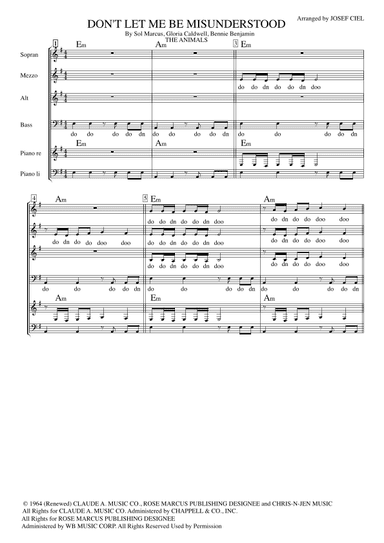 Don't Let Me Be Misunderstood (arr. Josef Ciel)