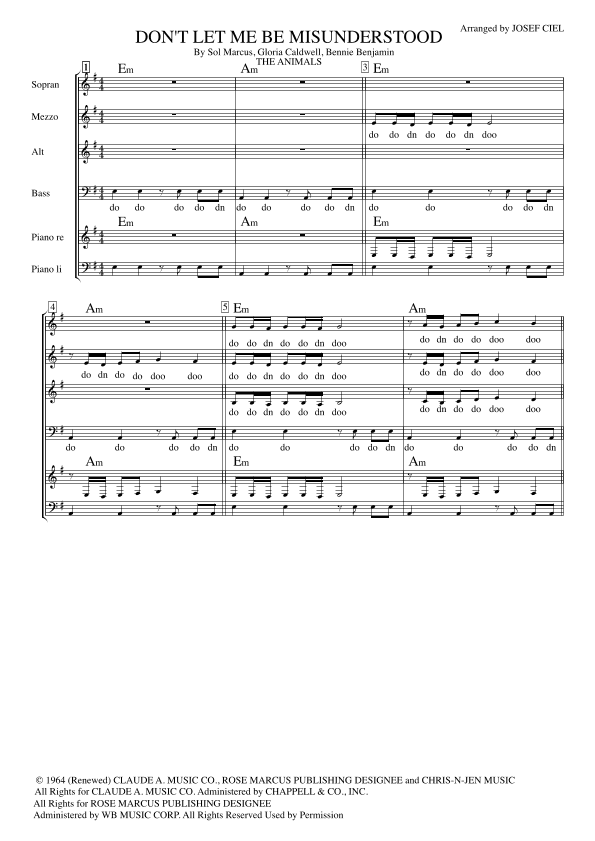 Don't Let Me Be Misunderstood (arr. Josef Ciel)