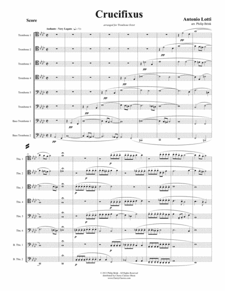 Crucifixus for 8-part Trombone ensemble (arr. Philip Brink)