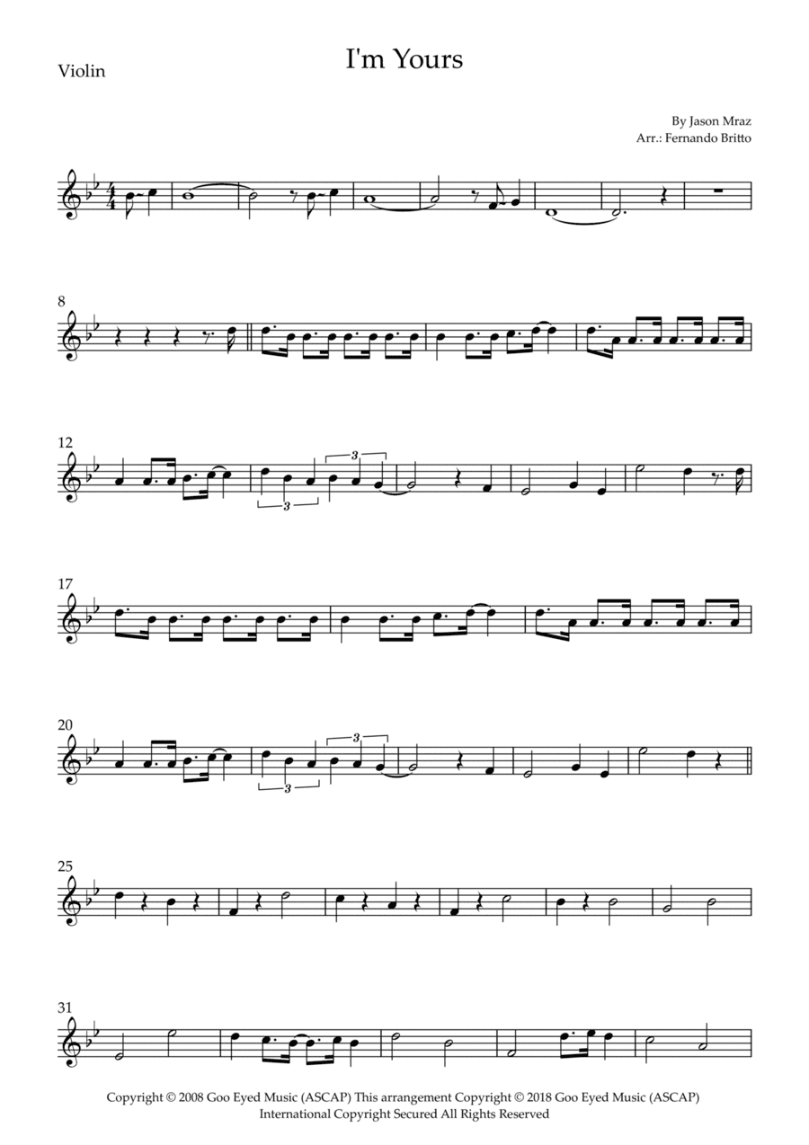 I'm Yours (arr. Fernando Britto)