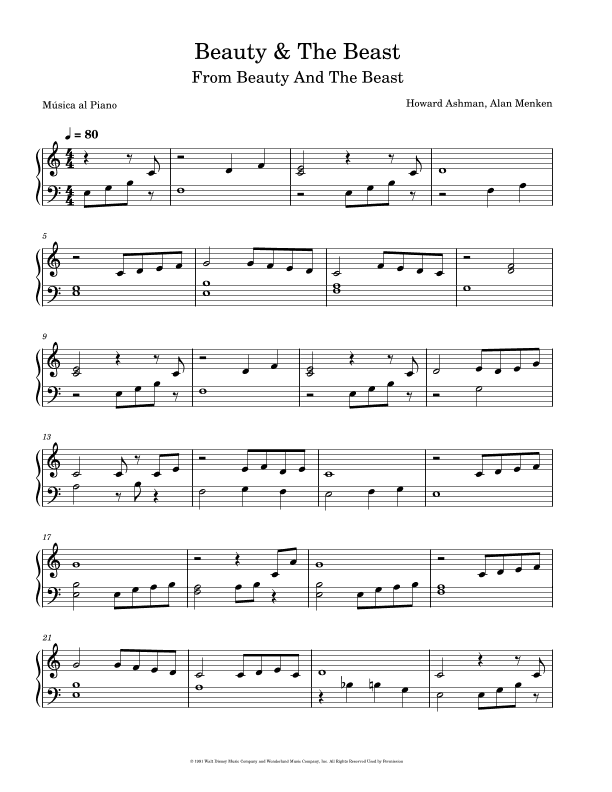 Beauty And The Beast (arr. Música al Piano)