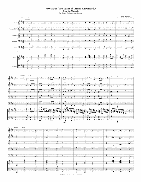 Worthy Is The Lamb & Amen Chorus from "The Messiah" for Brass Quintet & Organ (arr. Cherry, Gordon)