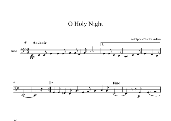 O Holy Night - Adolphe-Charles Adam (Tuba) (arr. Digital Book Music)