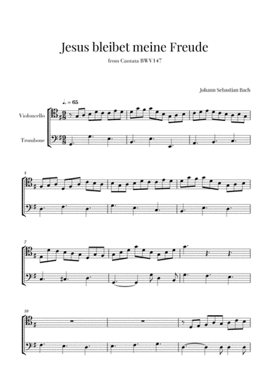 Bach - Jesus bleibet meine Freude for Cello and Trombone (arr. Cadenza Editions)