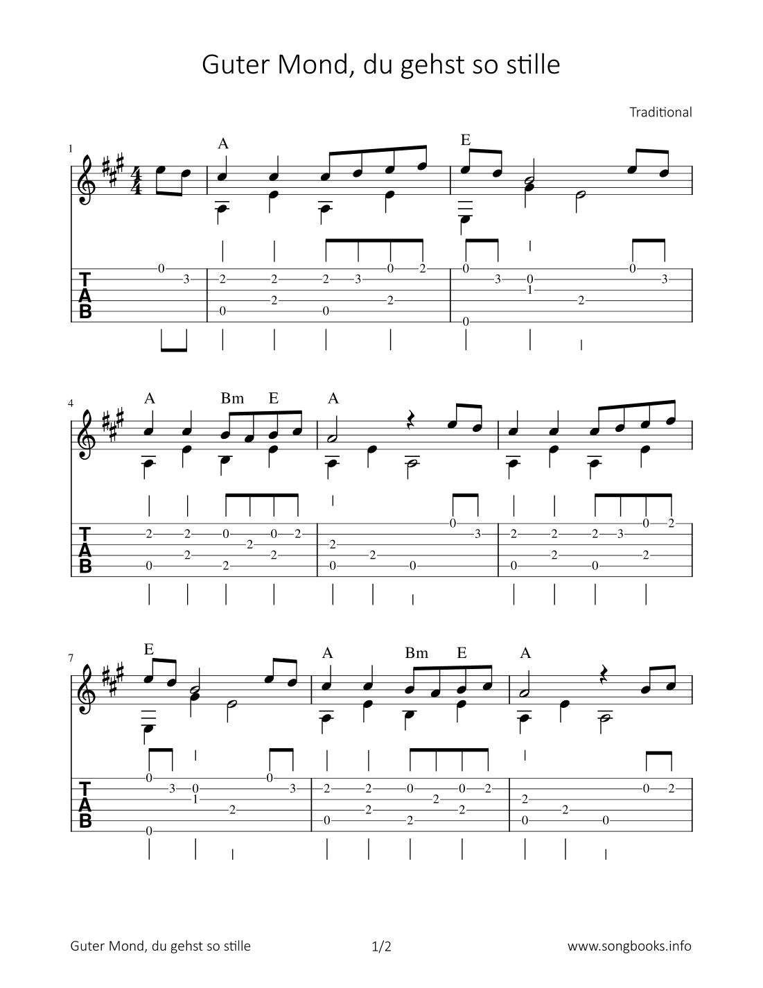 Guter Mond, du gehts so stille (arr. Bettina Schipp)