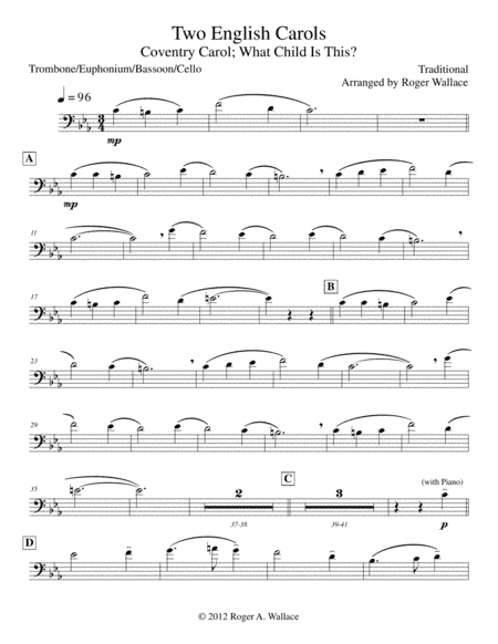 Two English Carols (Coventry Carol; What Child Is This?) Trombone & Piano (arr. Roger Wallace)