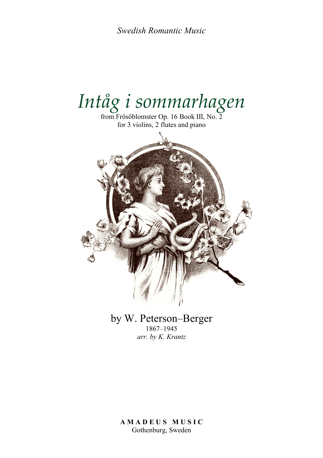 Intåg i sommarhagen for 2 flutes, 3 violins and piano (arr. K. Krantz)