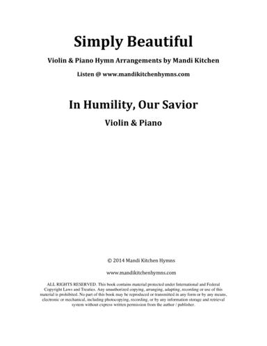 In Humility, Our Savior (Violin & Piano) (arr. Mandi Kitchen)