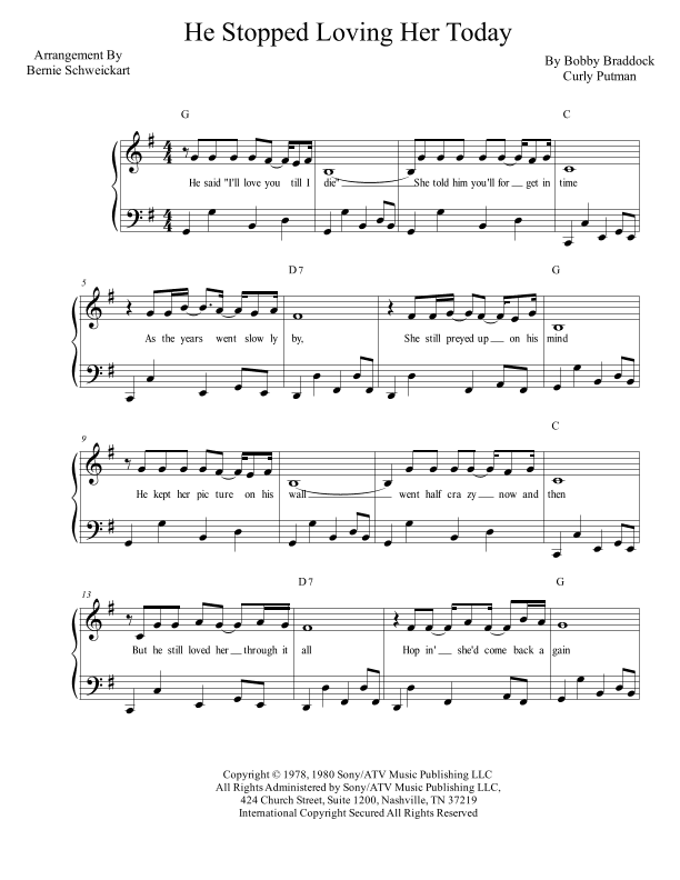 He Stopped Loving Her Today (arr. Bernie Schweickart)