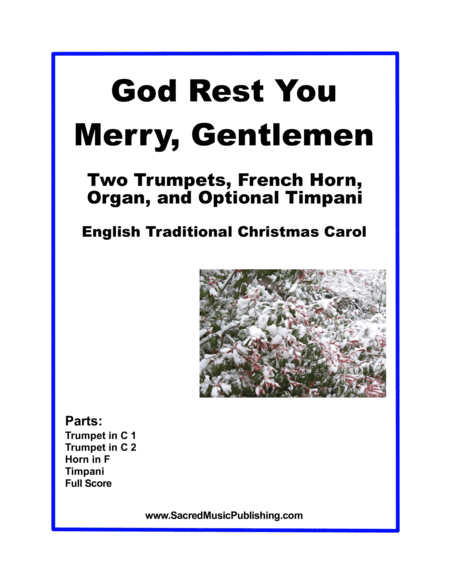 God Rest You Merry Gentlemen - Two Trumpets, French Horn, Organ, and Optional Timpani (arr. Christina Harmon)