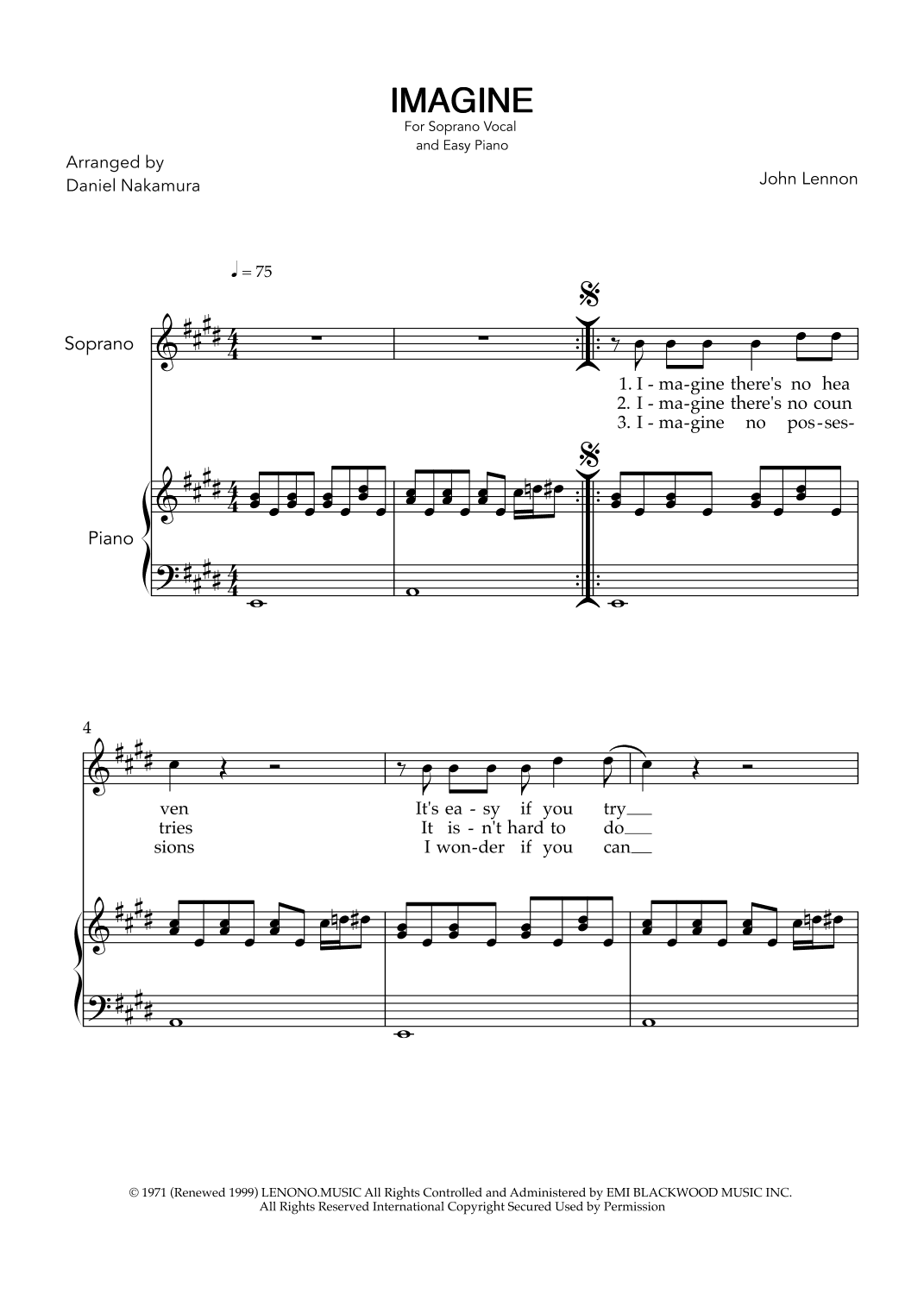 Imagine (arr. Daniel Nakamura)