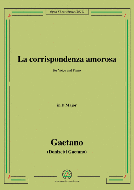 Donizetti-La corrispondenza amorosa,in D Major,for Voice and Piano (arr. MSM)