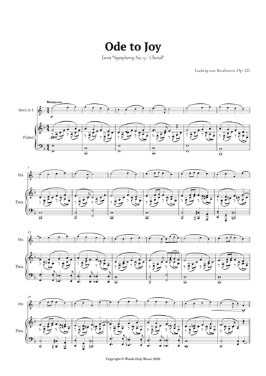 Ode to Joy by Beethoven for French Horn and Piano (arr. Ander)