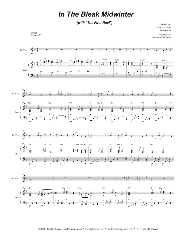 In The Bleak Midwinter (with "The First Noel") (Flute or Violin solo and Piano) (arr. Stephen DeCesare)