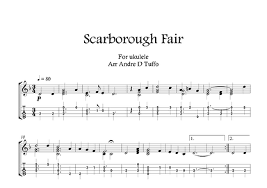 Scarborough Fair UKULELE SOLO. (Medieval ) BEGINNER (arr. Andre D Tuffo)