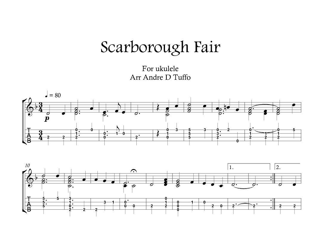 Scarborough Fair UKULELE SOLO. (Medieval ) BEGINNER (arr. Andre D Tuffo)
